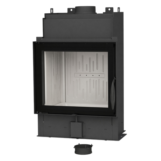 BeF Fire Bear 6 inbouwhaard met open glazen deur op witte achtergrond