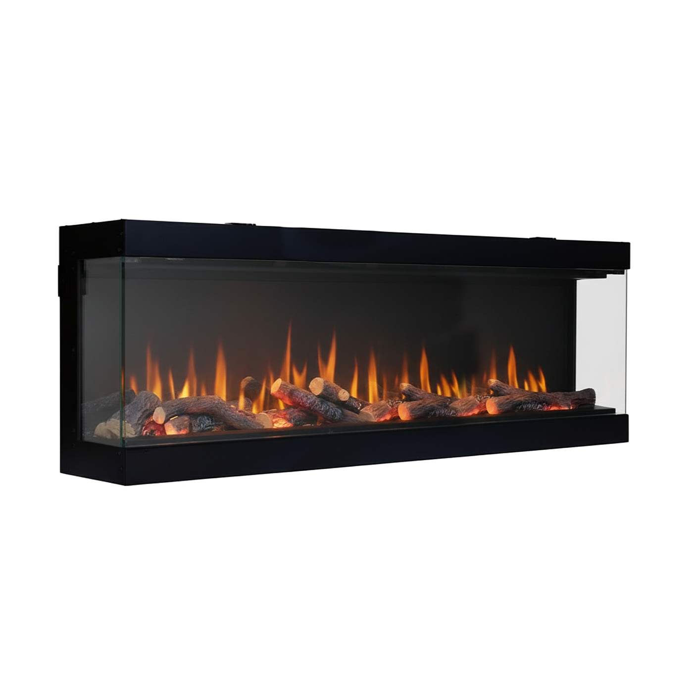 Charlton & Jenrick i-1500e Deep in zwarte wandhaard met vlammen en houtblokken