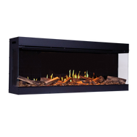 Fair Fires Solution TrueFlame 1500 LCD haard met vlammen op witte achtergrond