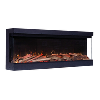 Fair Fires Tru Vizion Pano S 1300 inbouwhaard met brede vlammen en houtblokken