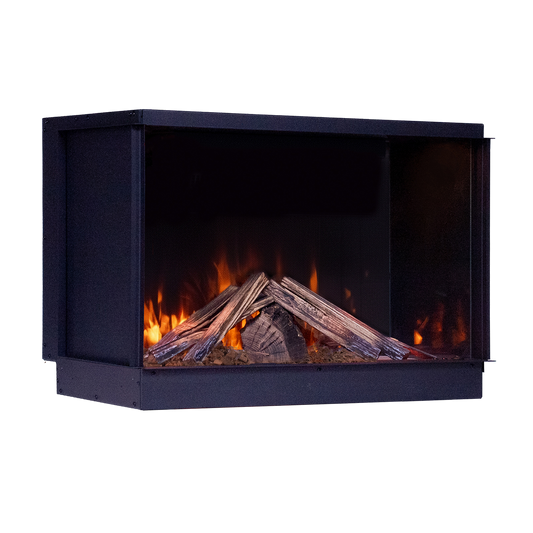 Fair Fires Tru Vizion Solution insert 650 Front in zwart met brandend hout