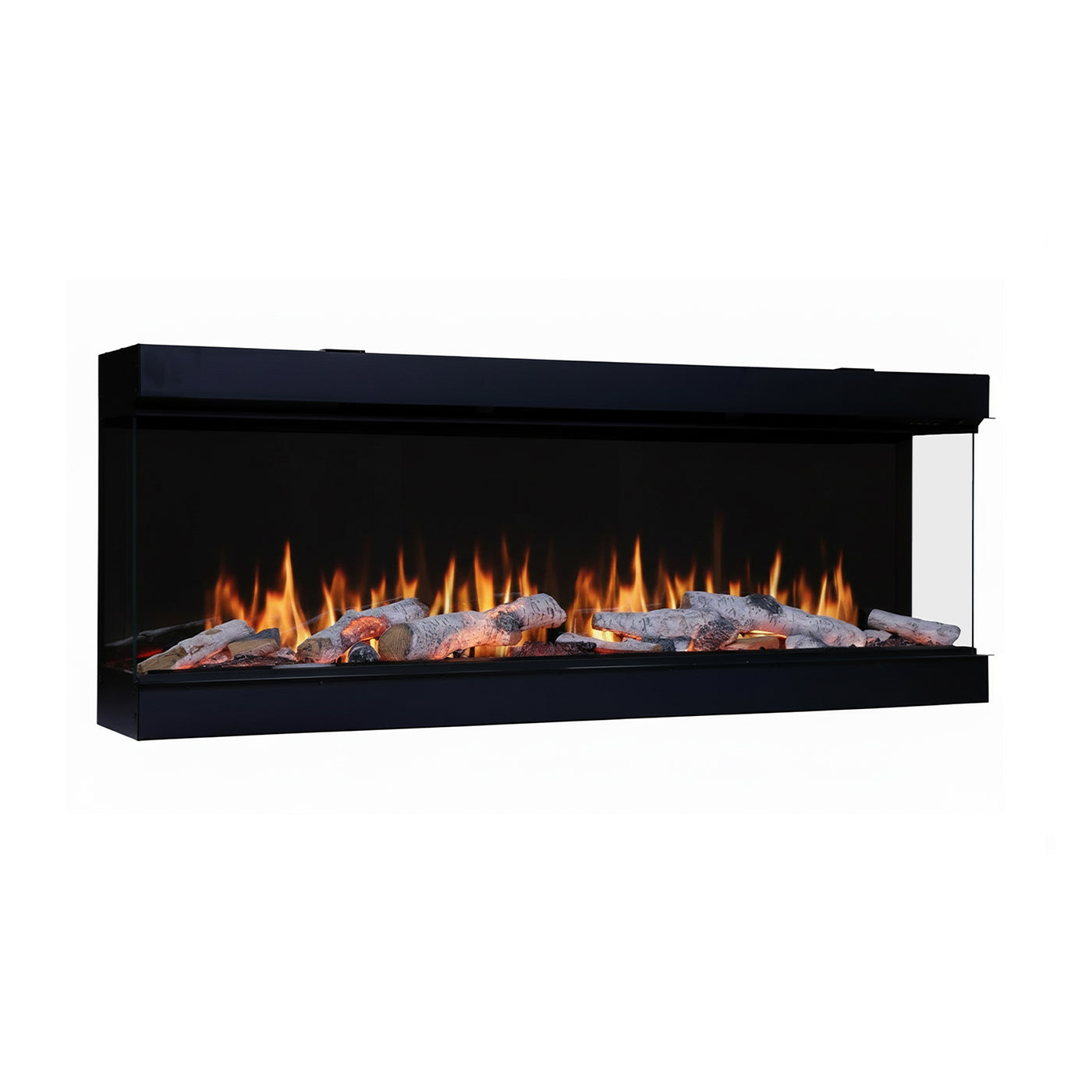 Charlton & Jenrick Luminosa 150 in zwart, met vlammen en houtblokken