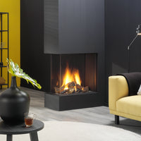 Trimline Fires 73 Room Divider in moderne woonkamer met brandend vuur