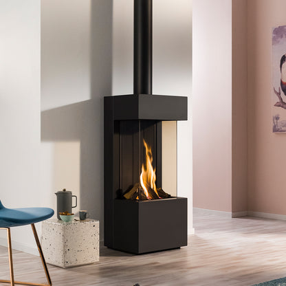 Trimline Fires Quartz gashaard in moderne woonkamer met zichtbare vlam