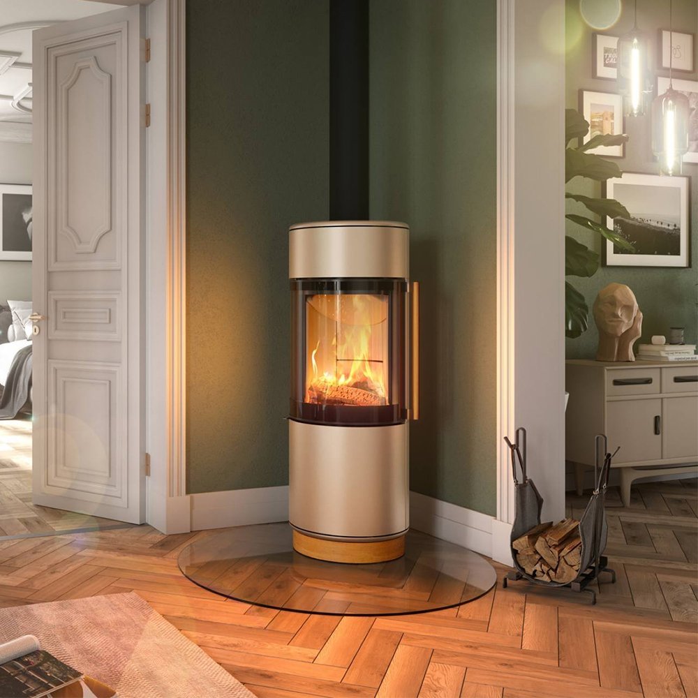Spartherm Passo XS Style in woonkamer met brandend vuur