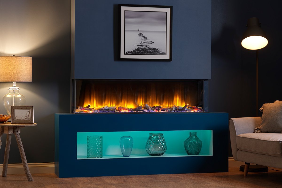 Charlton & Jenrick Polaris 1600 mm elektrische haard in stijlvolle woonkamer