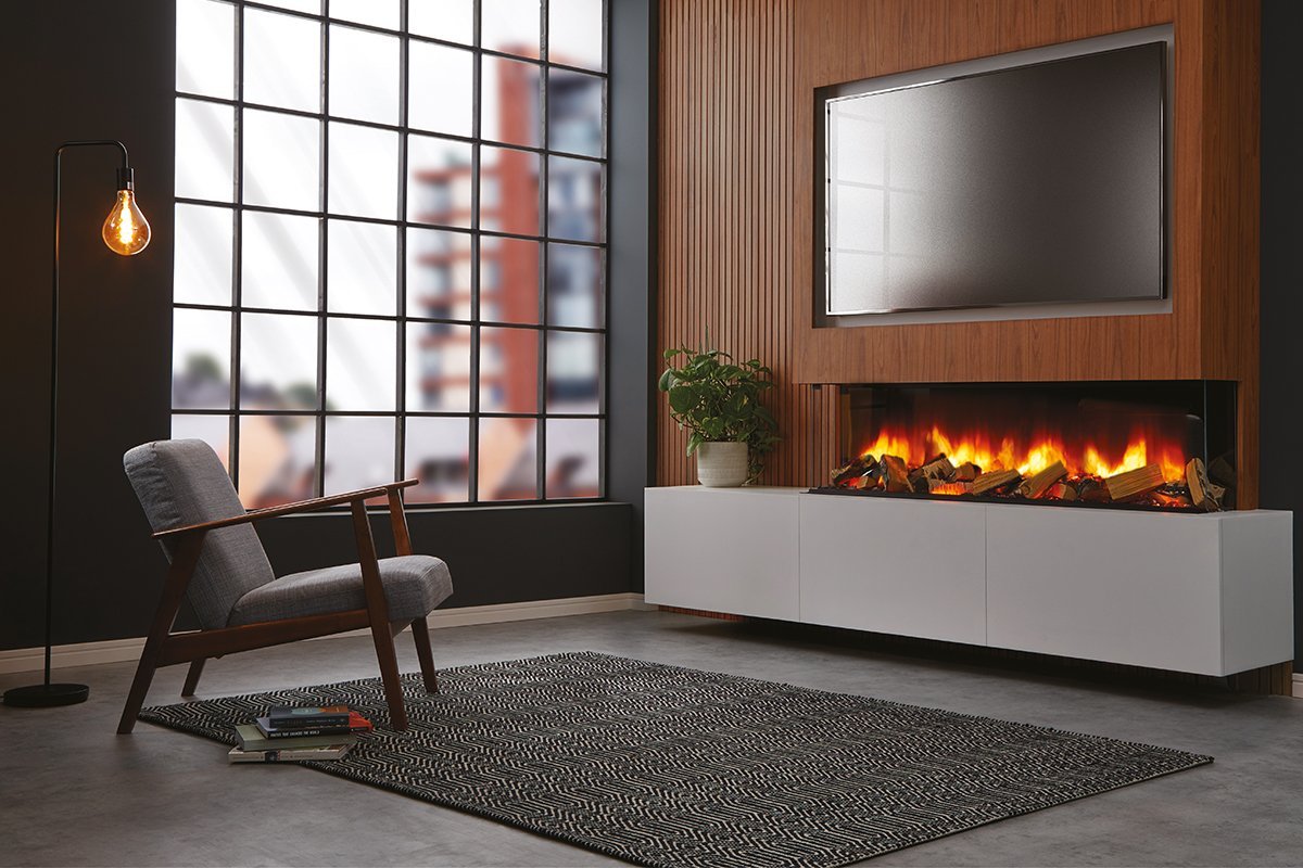 Charlton & Jenrick Polaris 1600 mm elektrische haard in moderne woonkamer