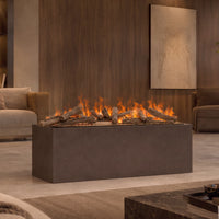 Dimplex Triton 1000 Optimyst haard met vlameffect in een modern ingerichte woonkamer