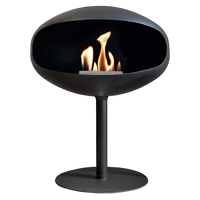 Cocoon Fires Pedestal zwarte vrijstaande haard met vlammen