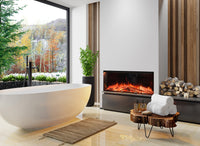 Element4 Elite 100 E Supreme in moderne badkamer met brandend haardvuur