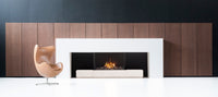 Faber Matrix 1050/650 III driezijdige haard in moderne woonkamer