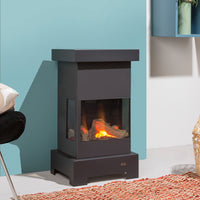 Calvix Sparky elektrische haard in moderne woonkamer, met vlammen