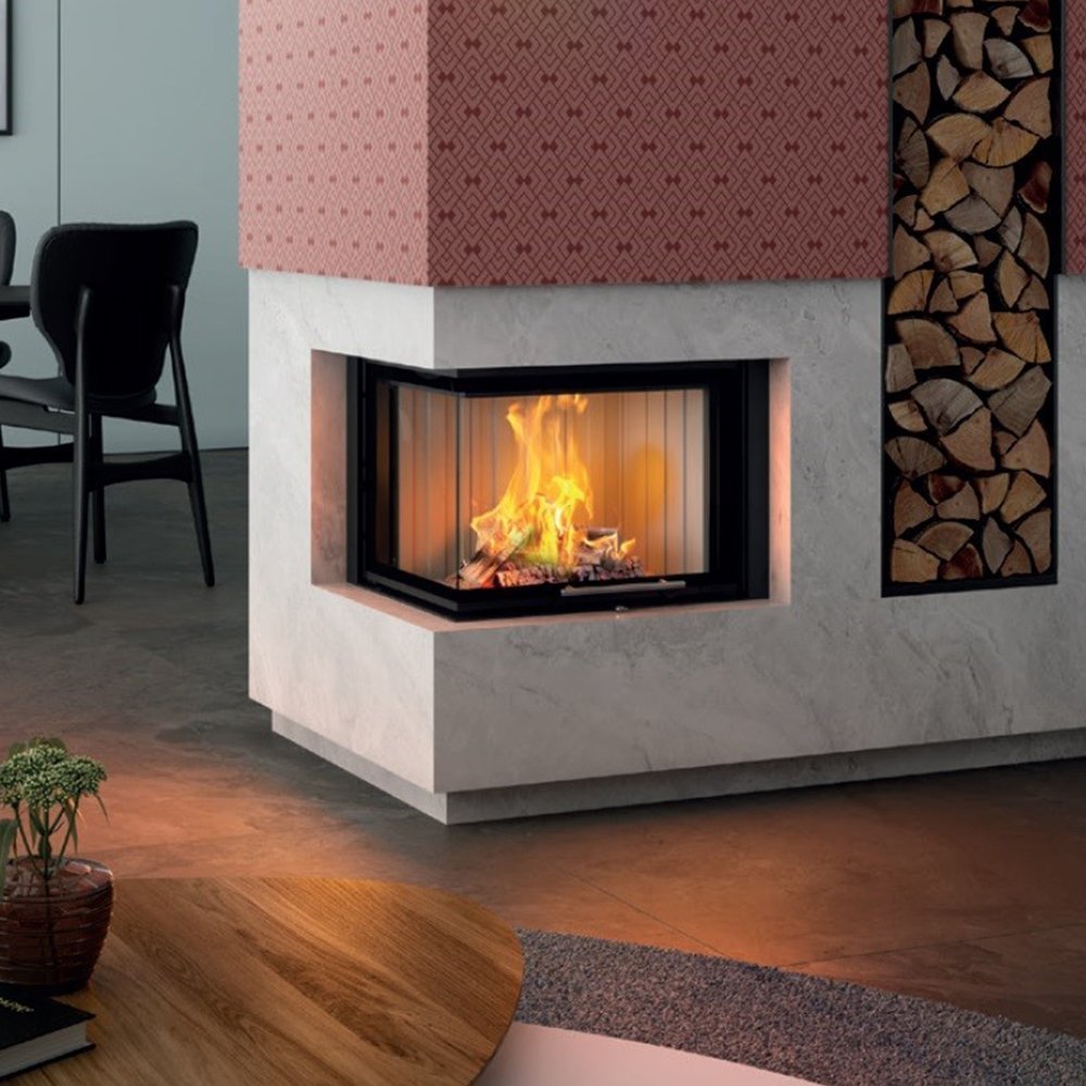 Spartherm Linear Corner 59x39x44 liftdeur in moderne woonkamer