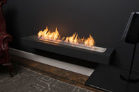 Icon Fires Slimline brander 1100mm in zwarte wandopstelling met vlammen