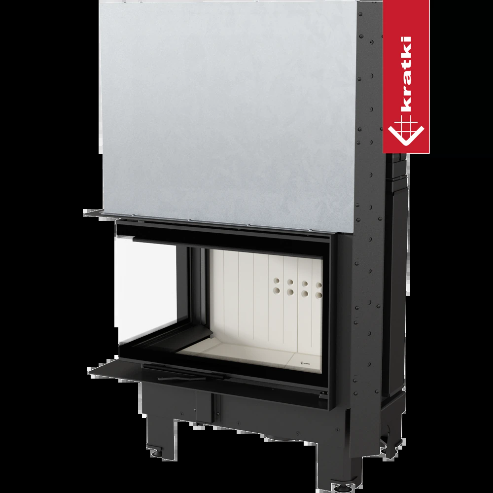 Kratki MBM inbouwhaard met glazen deur en zwart metalen frame
