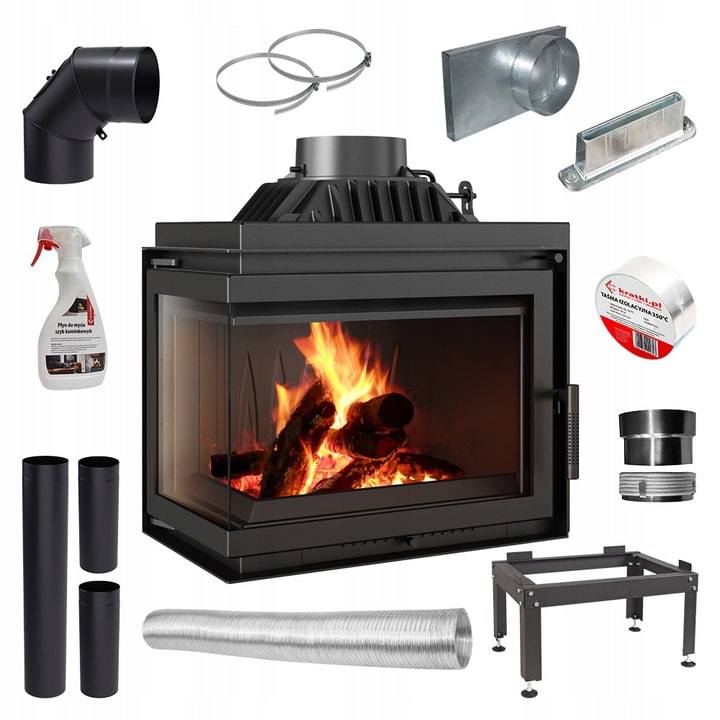 Kratki Simple M 10 kW met accessoires en brandende haard