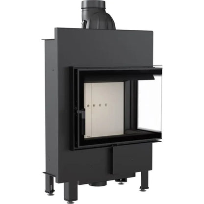 Kratki Lucy 12 kW Slim Rechts, moderne inbouwhaard met glazen zijpaneel rechts.