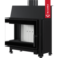 Kratki Simple S zwarte haardkachel met open deur en wit interieur