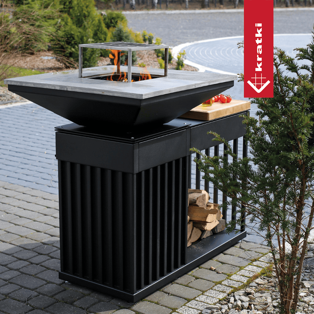 Kratki Quadrum BBQ buitenhaard met grill en houtopslag