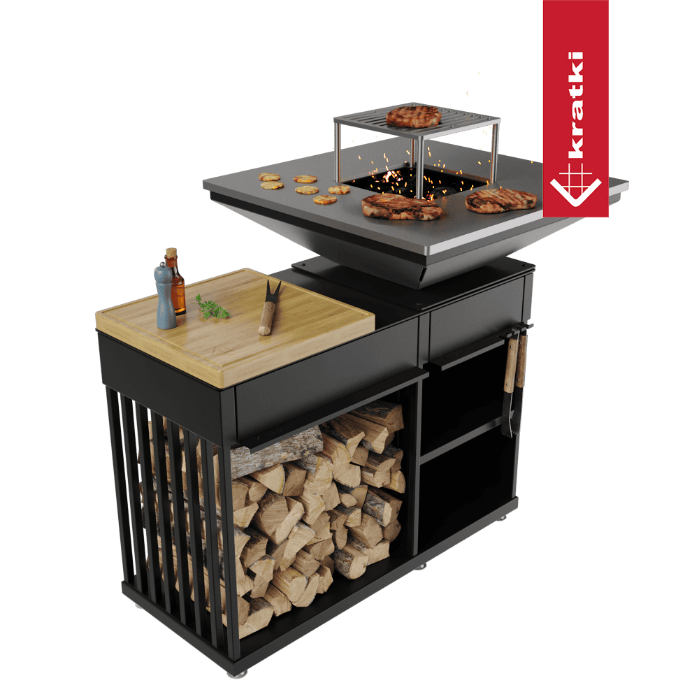 Kratki Quadrum BBQ buitenkeuken met grill en houtopslag