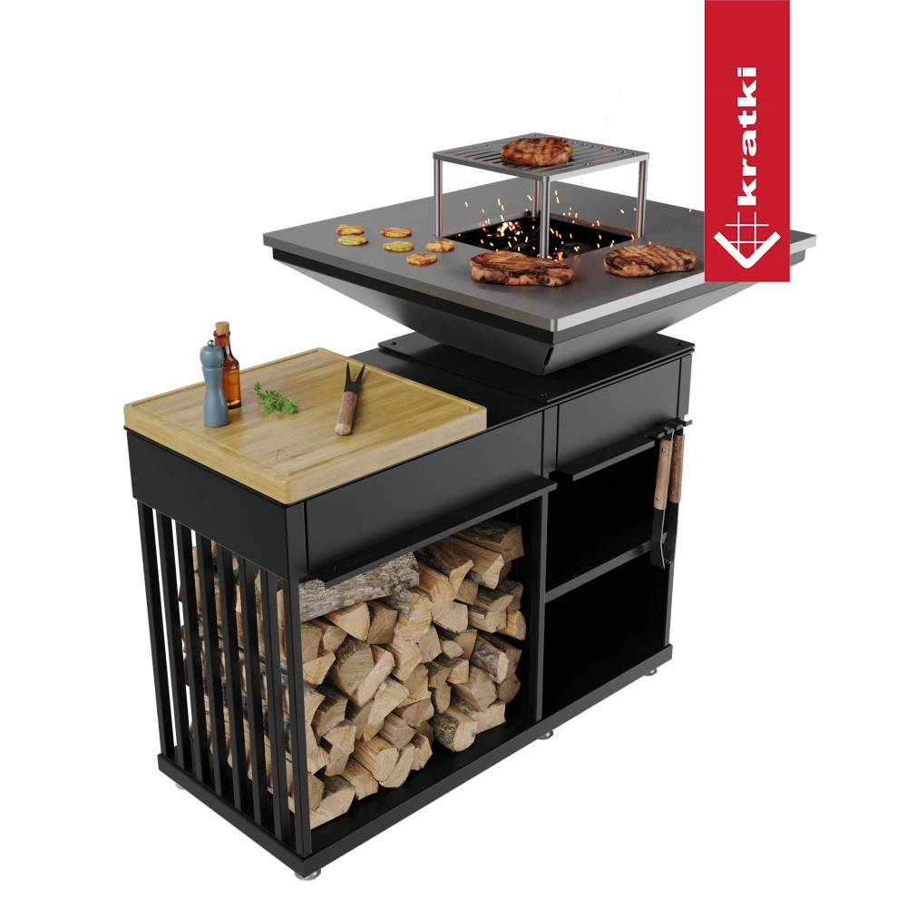 Kratki Quadrum BBQ buitenkeuken met grill en houtopslag