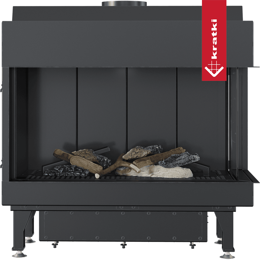 Kratki Leo 70 inbouwhaard met zwarte afwerking en decoratief hout