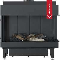 Kratki Leo 70 inbouwhaard met zwarte afwerking en decoratief hout