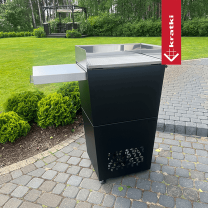 Kratki Festum 628 buiten op terras met zijtafel en grillrooster