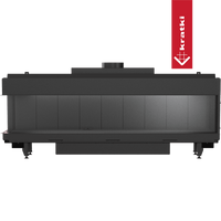 Kratki Leo 200 inbouwhaard met open front, zwart op groene achtergrond