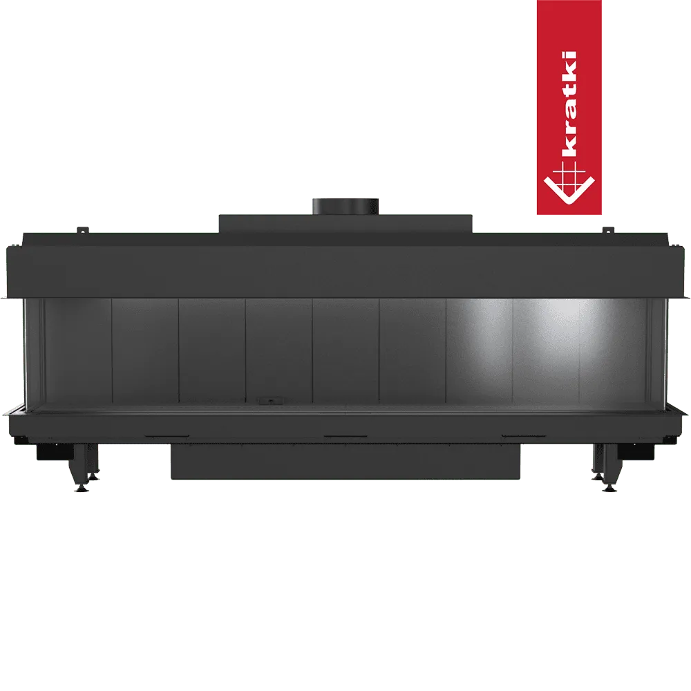 Kratki Leo 200 Links & Rechts, moderne inbouwhaard met strakke, zwarte afwerking en glazen panelen.