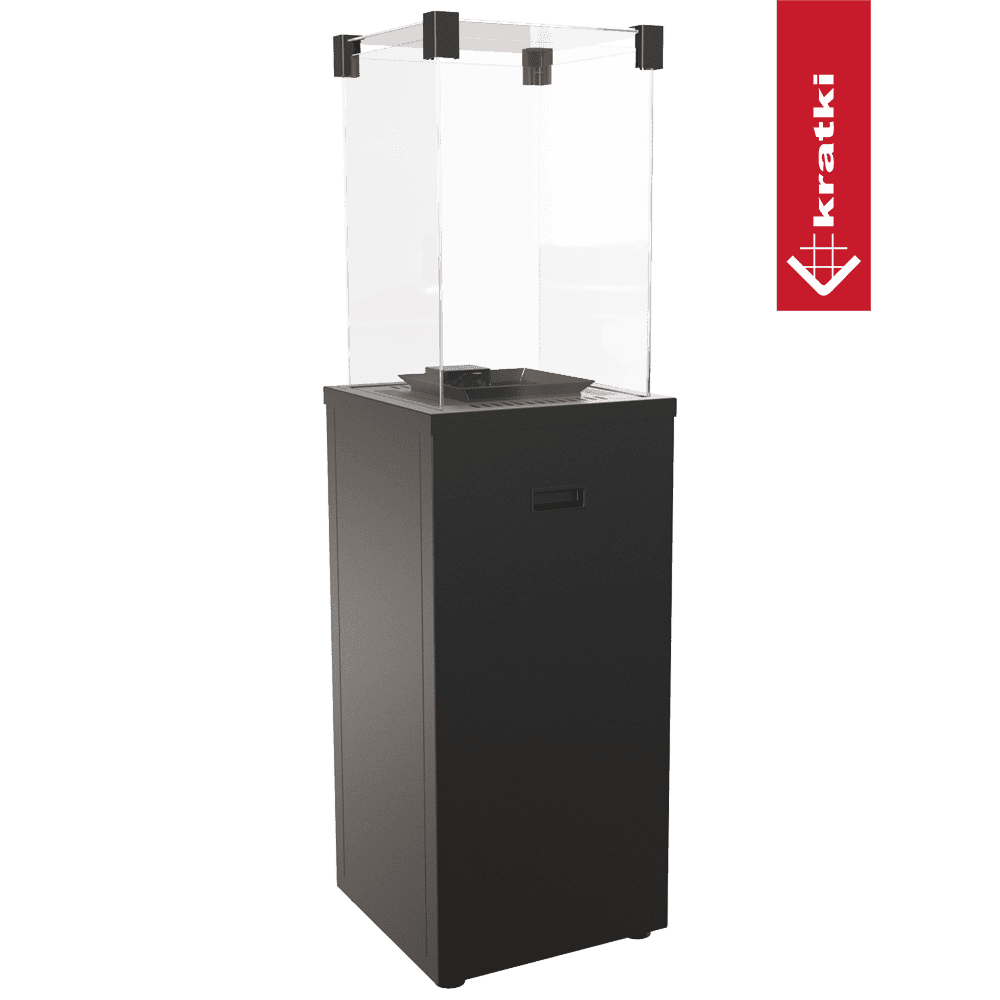 Kratki Patio Slim terrasheater met glazen behuizing en zwarte basis