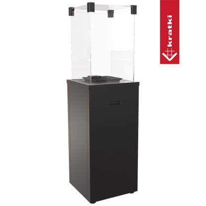 Kratki Patio Slim terrasheater met glazen behuizing en zwarte basis