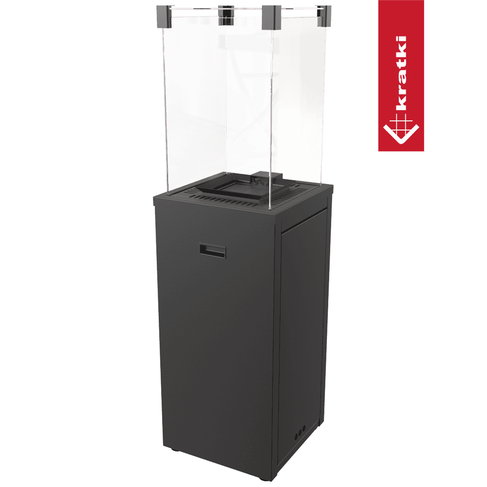Kratki Patio Slim terrasheater met glazen windscherm