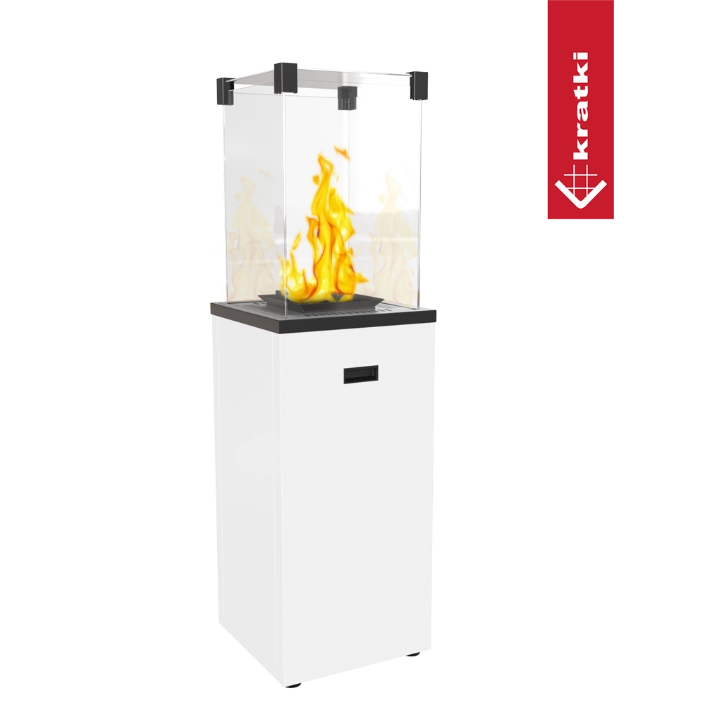 Kratki Patio Slim terrasverwarmer met vlammen in glazen ombouw