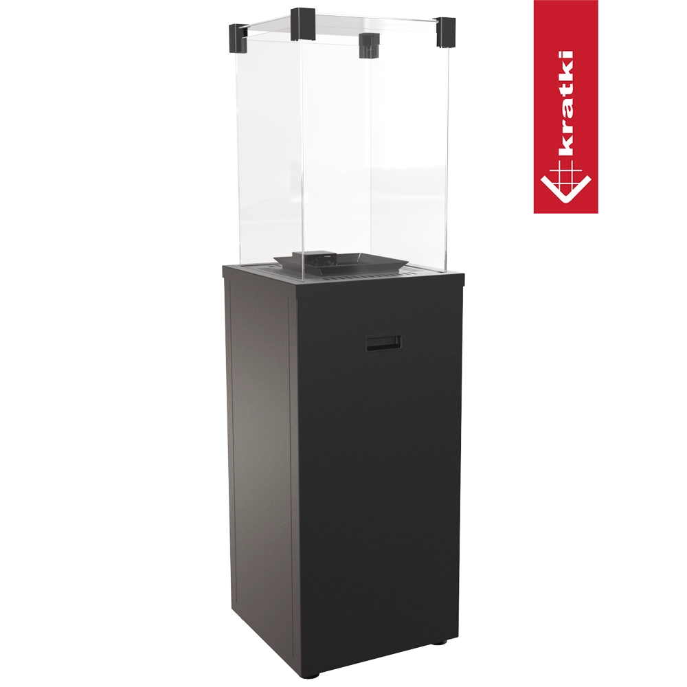 Kratki Patio Slim terrasverwarming met glazen windscherm