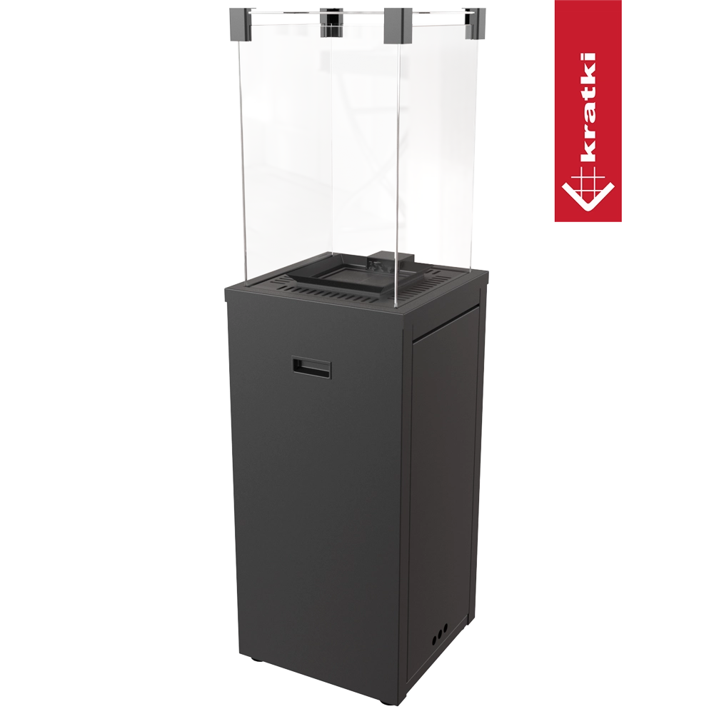 Kratki Patio Slim terrasverwarmer met glazen windschermen