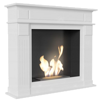 Kratki November witte schouwhaard met vlammen, op witte achtergrond