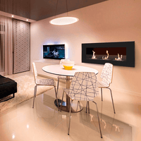 Kratki Delta3 wandhaard met zichtbare vlammen in moderne woonkamer