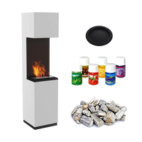 Kratki Sierra haard met decoratieve stenen, branders en zwarte schaal