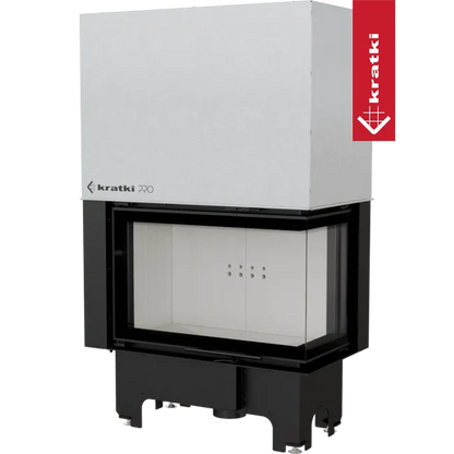 Kratki VNP 810/410 inbouwhaard met glazen hoek en zwart metalen frame.