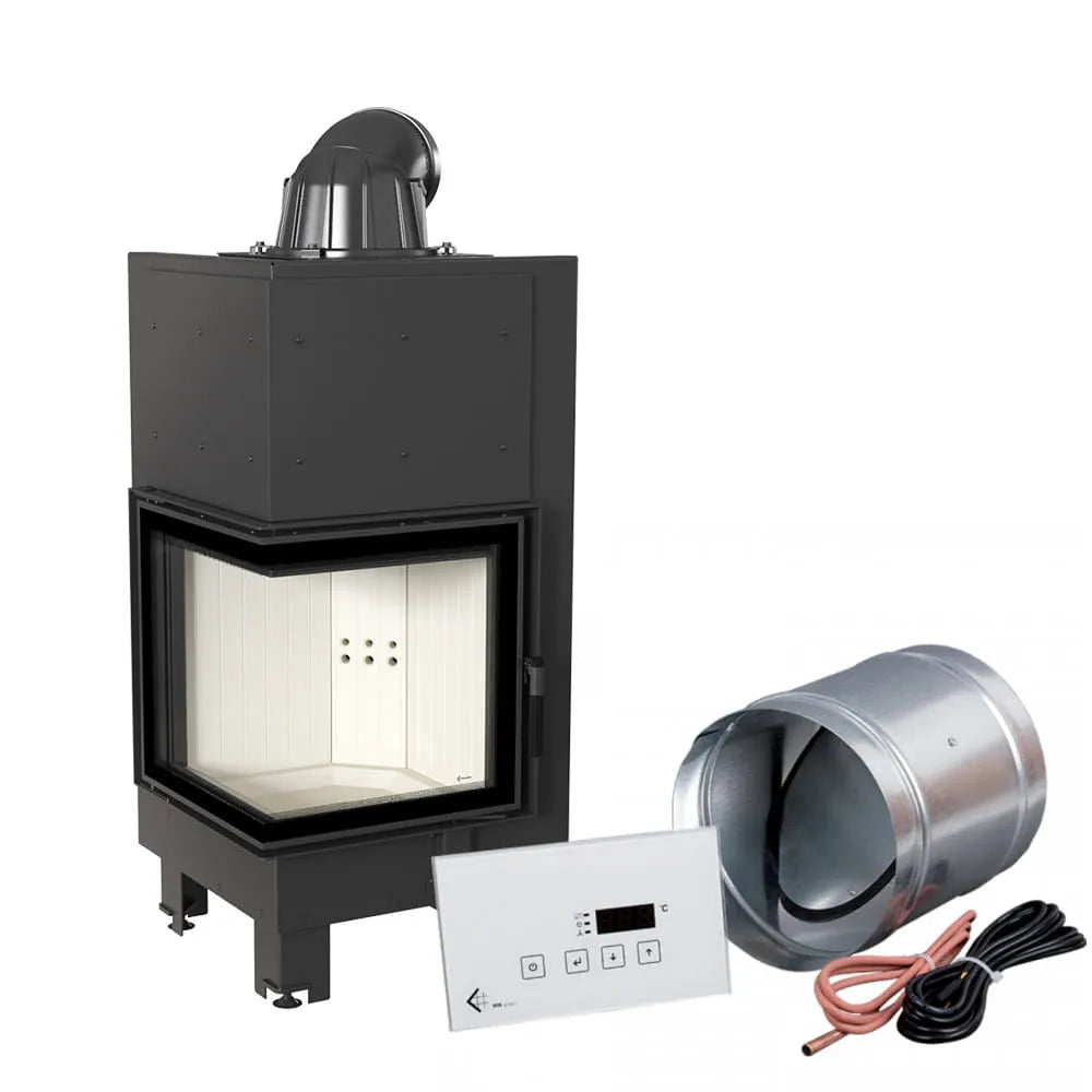Kratki MBN Links hoekhaard met accessoires, inclusief bedieningspaneel en ventilatiebuis.