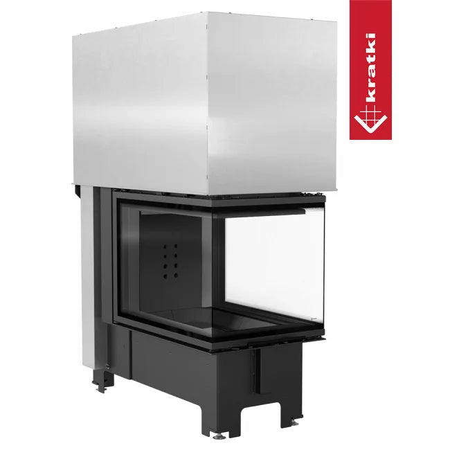 Kratki NBU 500/700 moderne inbouwhaard met glazen hoek en strak design.