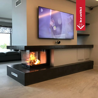Kratki NBU 500/700 in moderne woonkamer, ingebouwd met brandend vuur