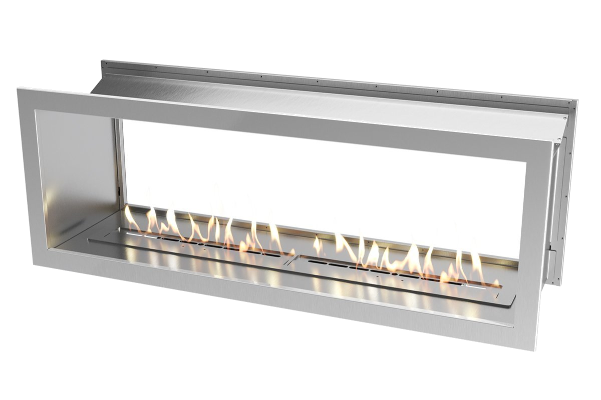 Icon Fires Double Sided Slimline Firebox 1650 met Slimline 1400 Brander, dubbele inbouwhaard met vlammen