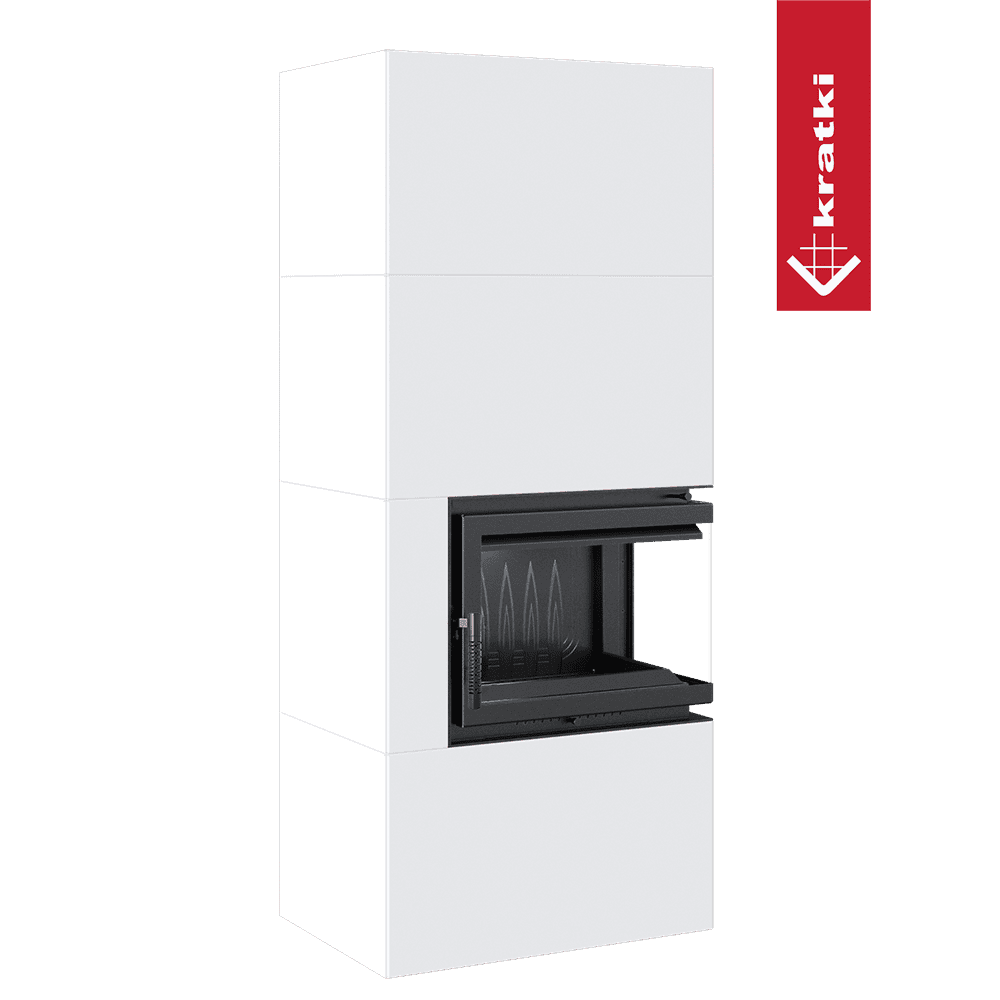 Kratki Simple Box haard met witte omkasting en zwart zichtvenster