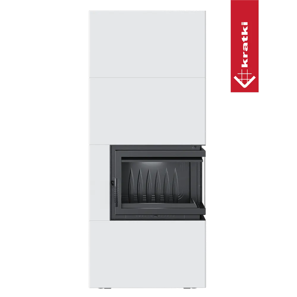 Kratki Simple Box haard met wit ombouwpaneel en zwarte inzethaard