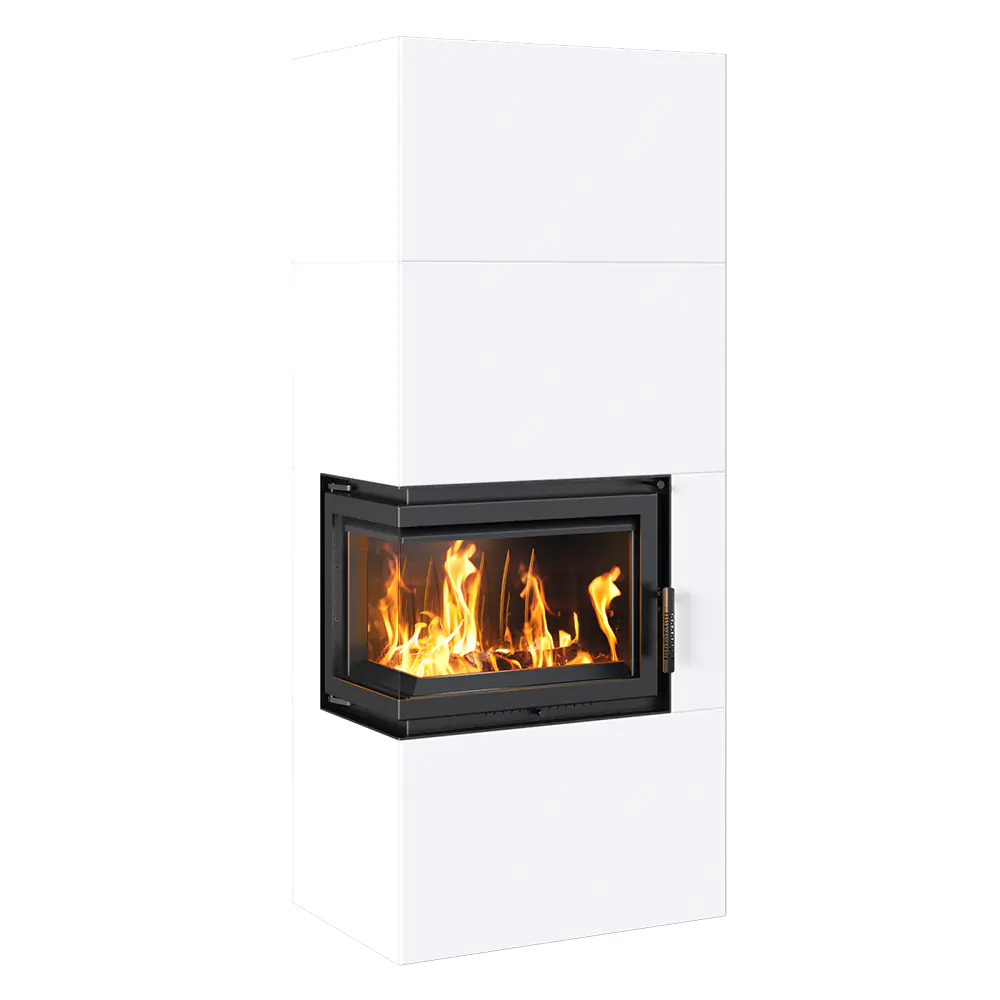 Kratki Simple Box in witte haard met zicht op vlammen