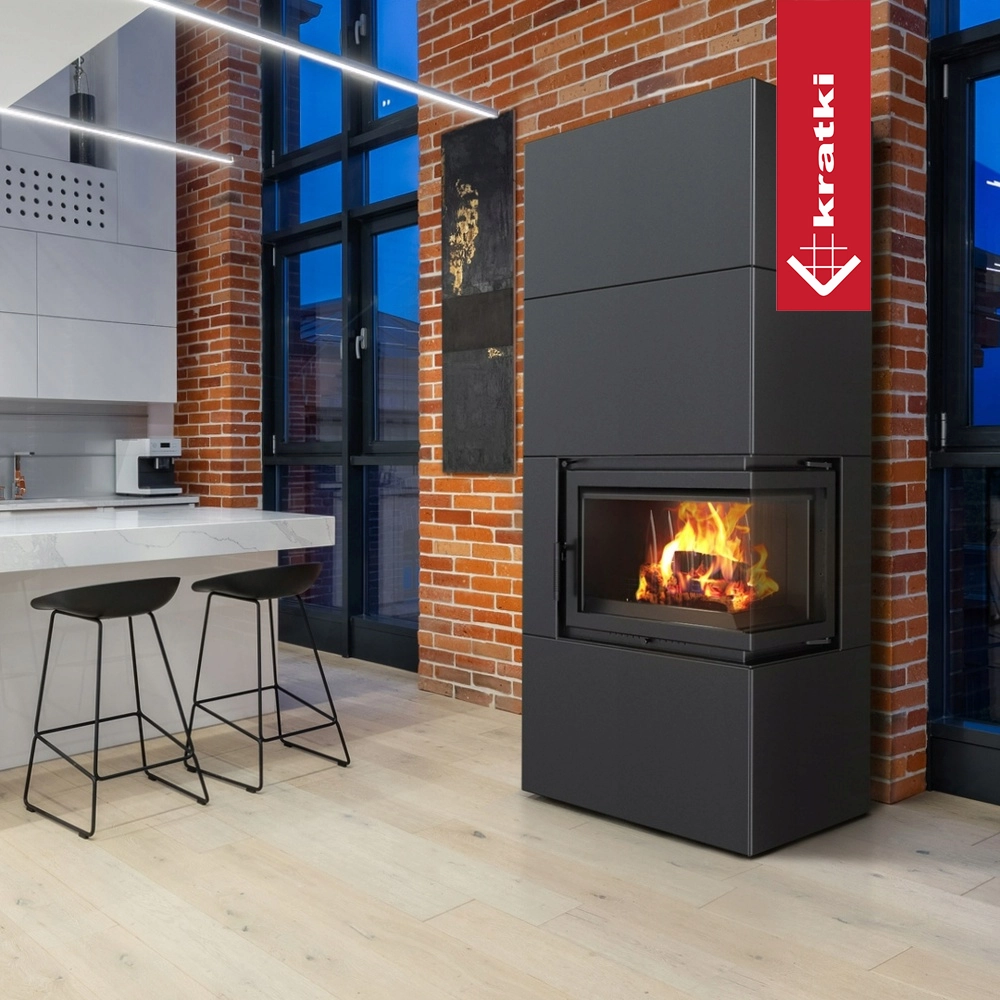 Kratki Simple Box in moderne keuken met brandend vuur