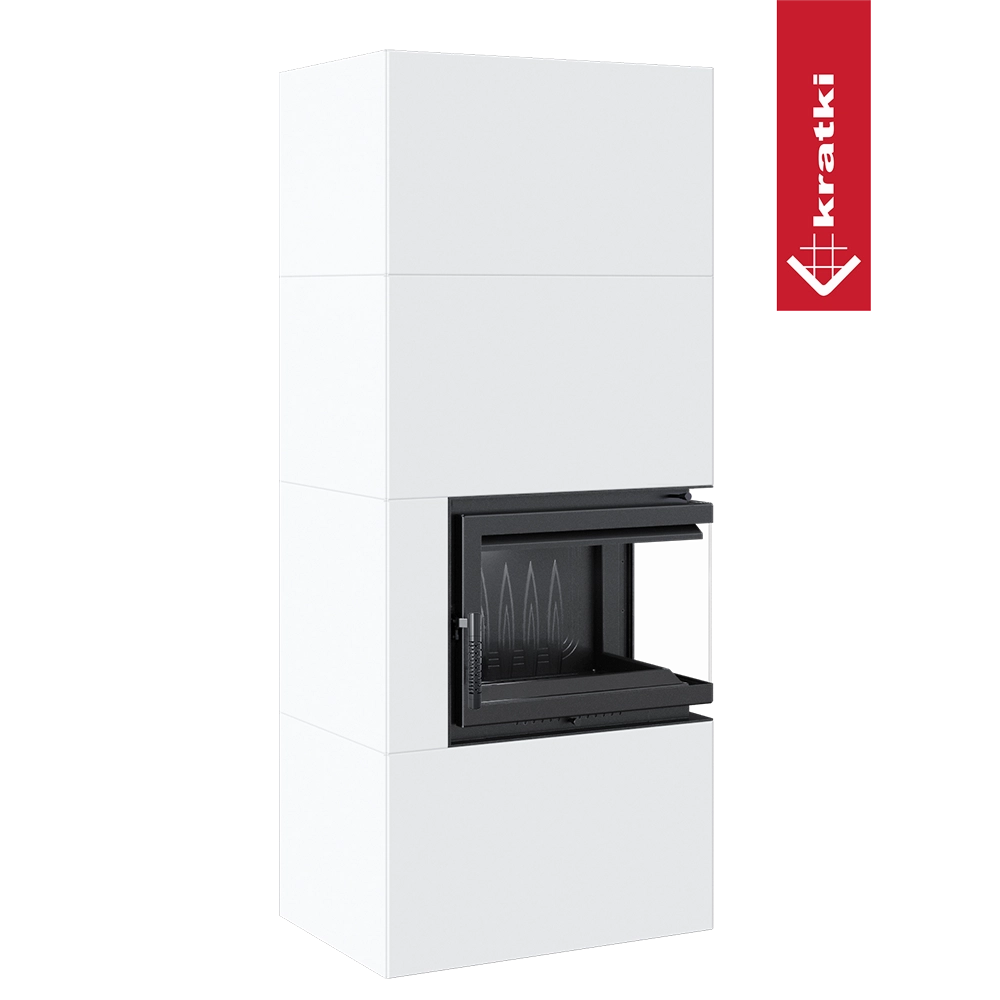 Kratki Simple Box haard in witte ombouw met glazen deur