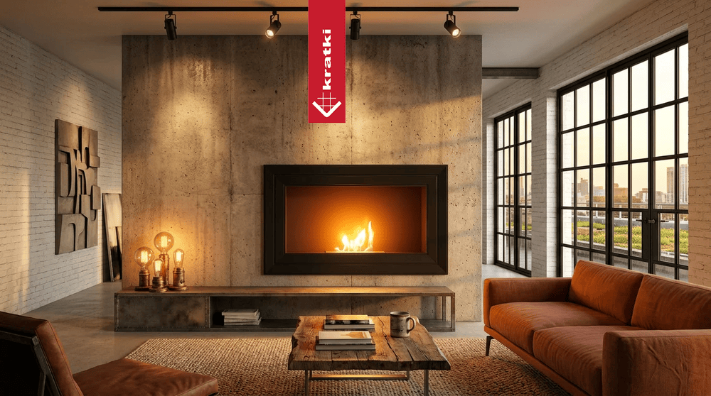 Kratki Juliet TÜV haard in moderne woonkamer met brandend vuur